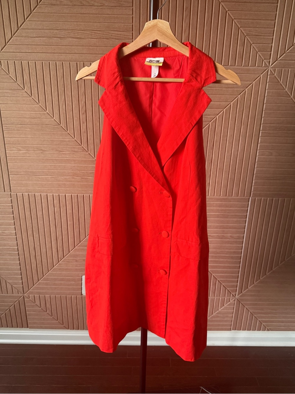 Sleeveless Red Orange Linen Dress